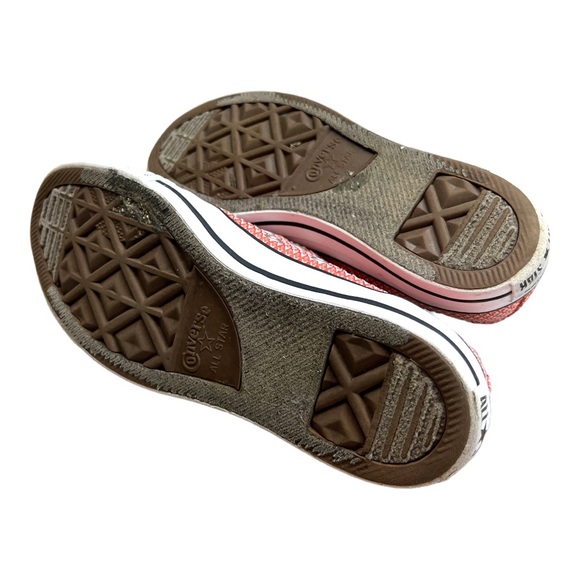 Sz 7 Peach Coral Diamond Textured Converse Sneakers - Picture 7 of 7